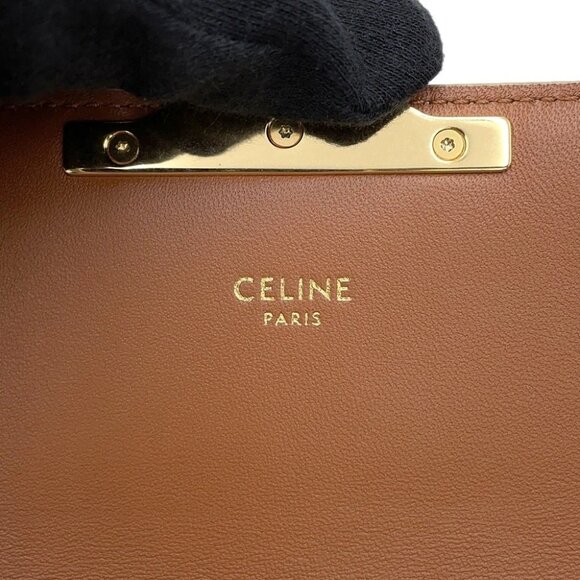 CELINE Triomphe Claude Shoulder Bag PVC/Leather White 194142 - Picture 11 of 13